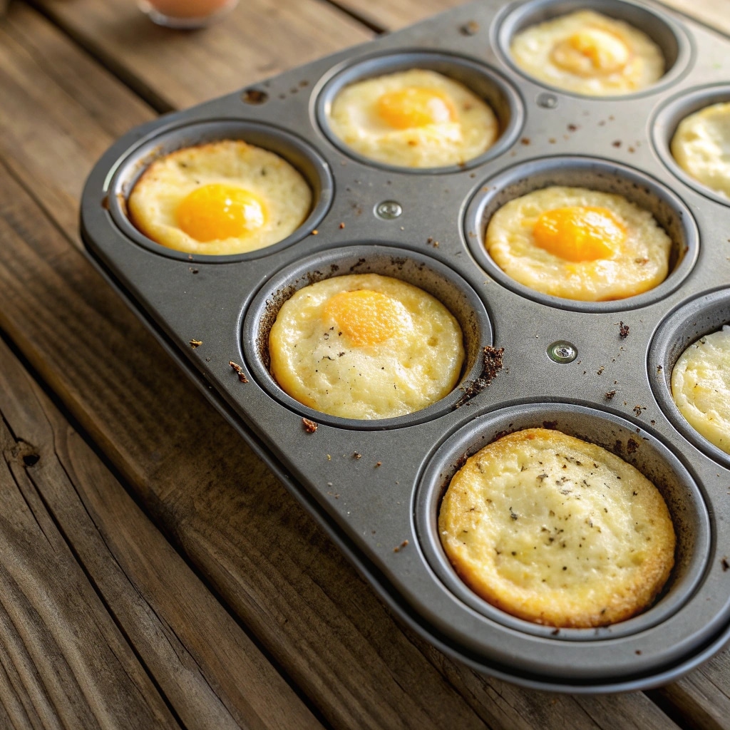 baked cottage cheese eggs in muffin tin