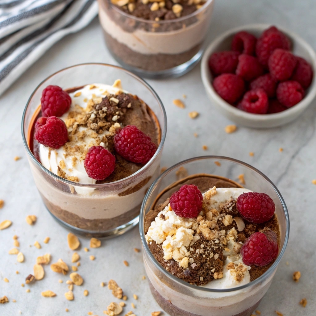 layered cottage cheese chocolate mousse with nuts and berries