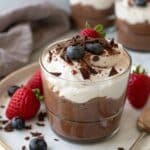 Cottage cheese chocolate mousse topped with chocolate shavings