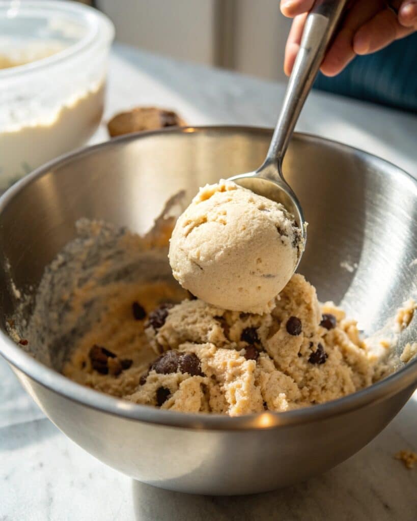 Protein powder added to cottage cheese cookie dough