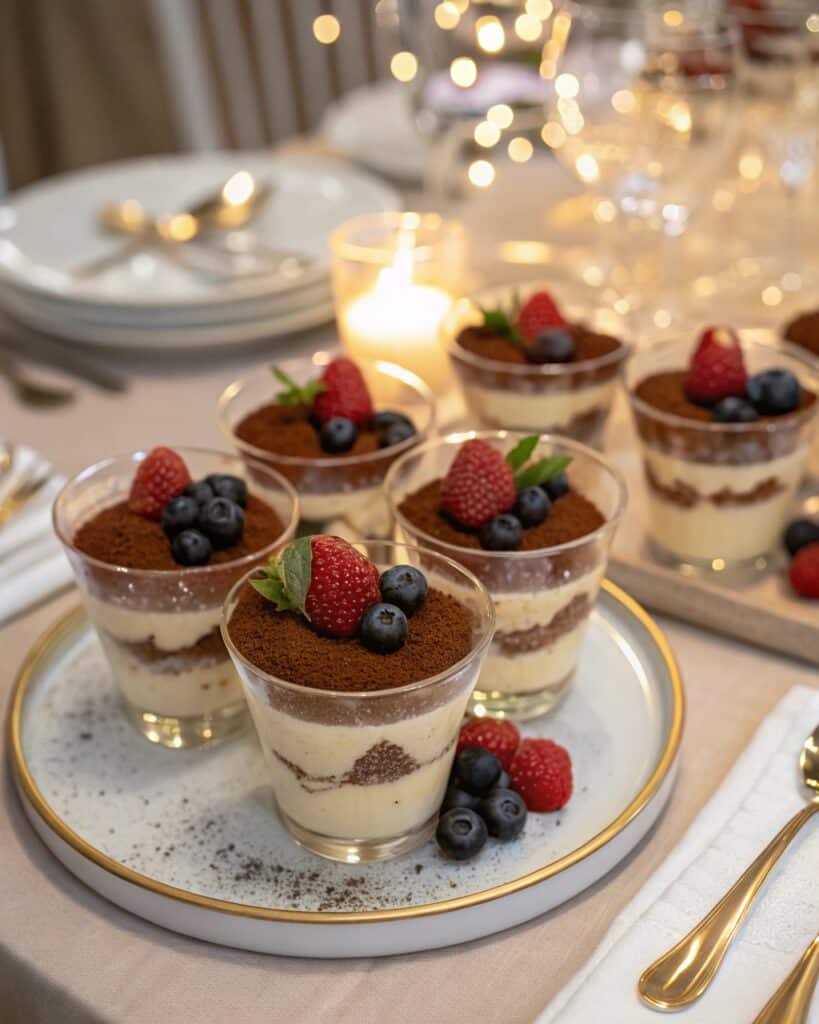 individual servings of cottage cheese tiramisu in glasses