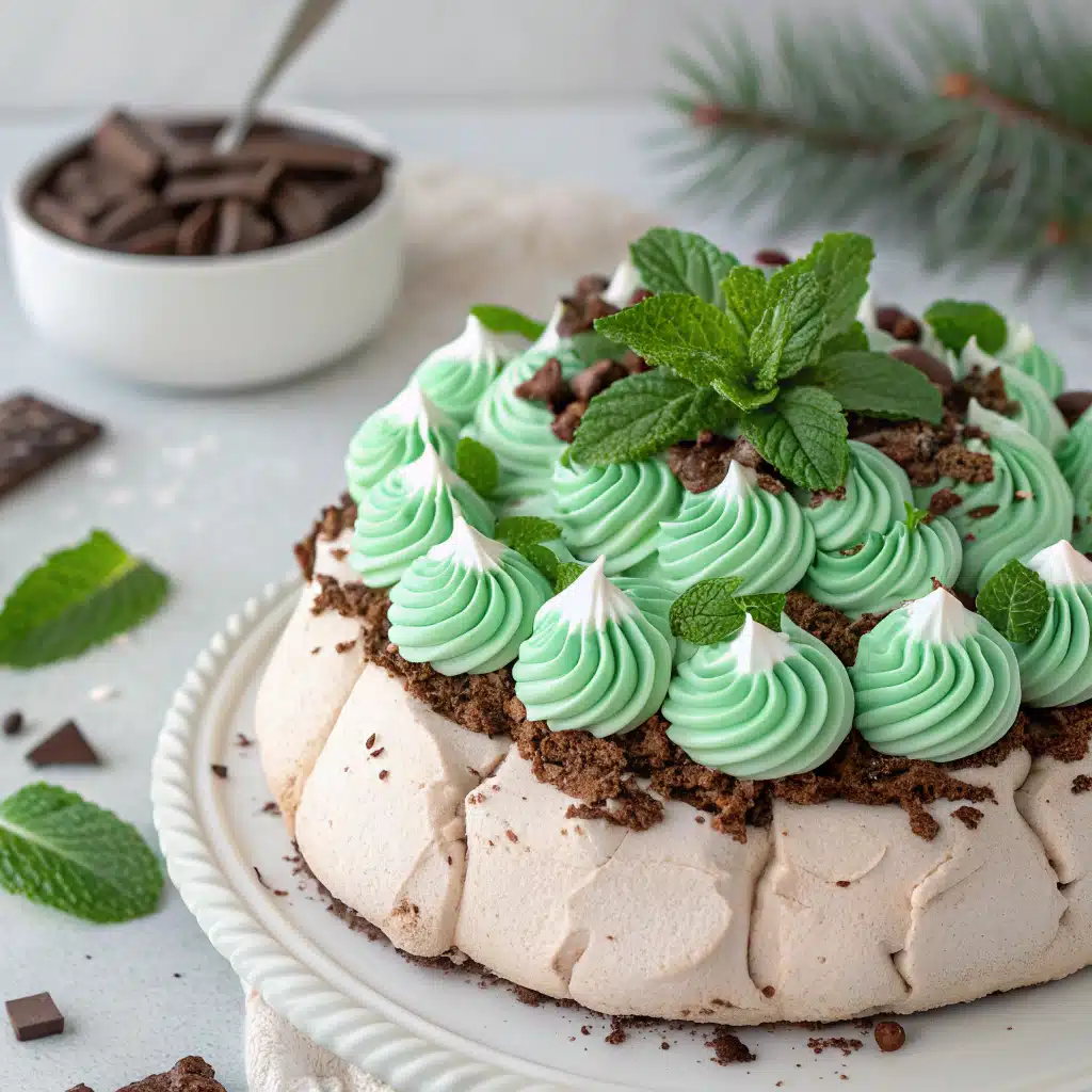 Chocolate Mint Pull-Apart Pavlova Christmas 1 Chocolate Mint Pull-Apart Pavlova Christmas
