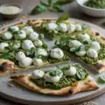 Pesto mozzarella flatbread