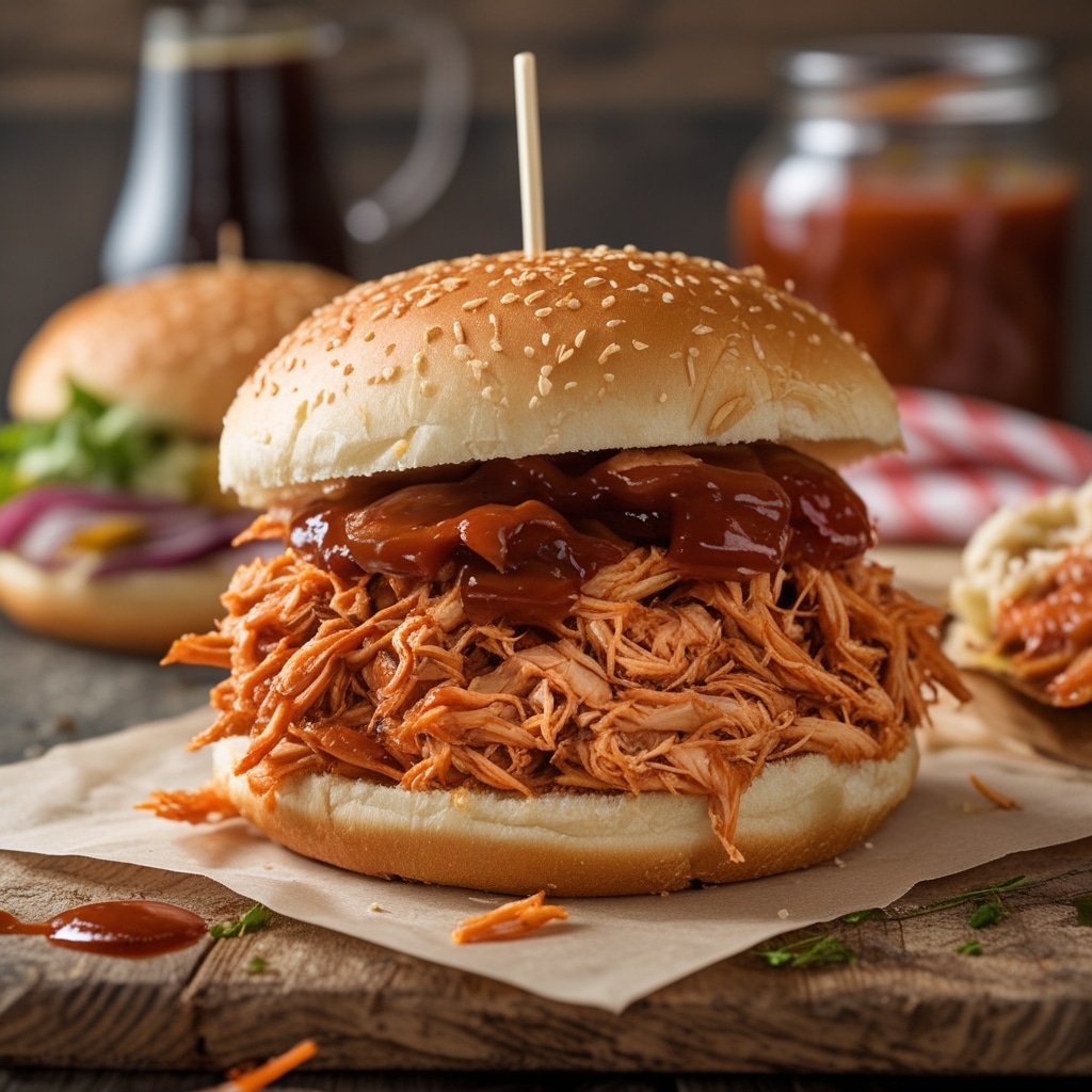 BBQ pulled chicken sandwiches