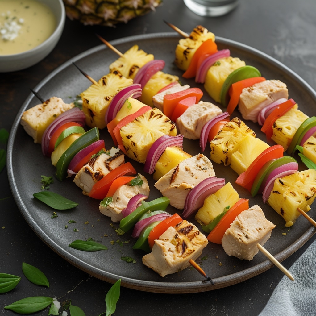 hawaiian chicken pineapple kabobs