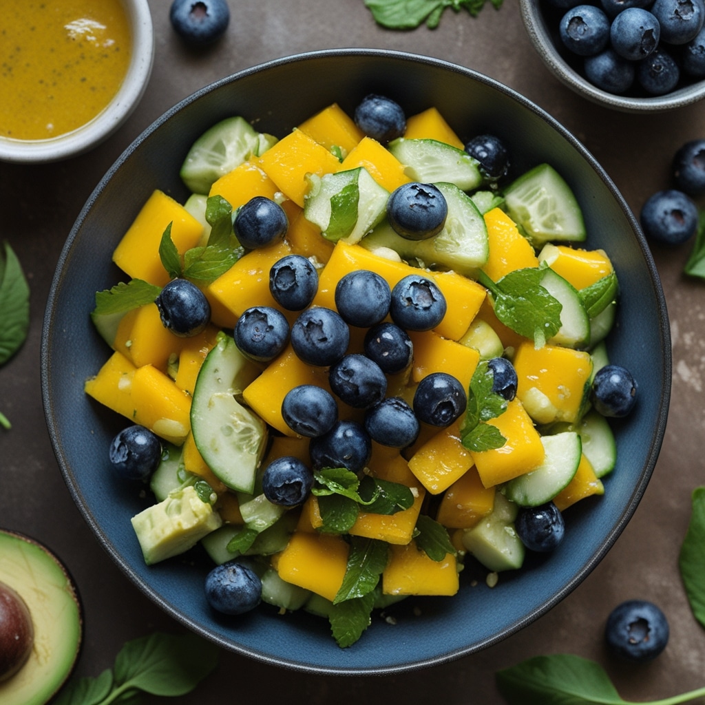 Mango Cucumber Salad with Blueberries and Avocado