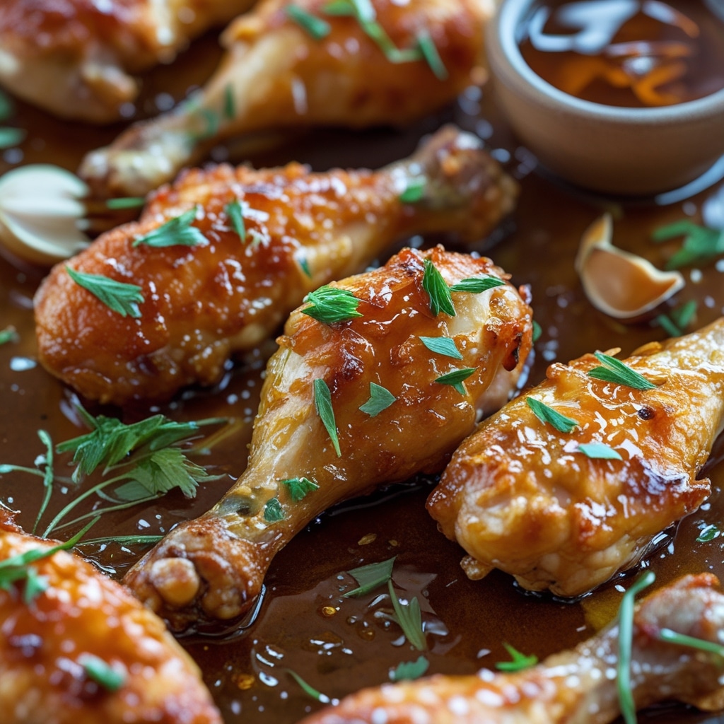 Crispy Baked Honey Garlic Chicken Drumsticks