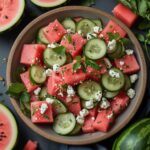 Watermelon Cucumber Salad with Vegan Feta