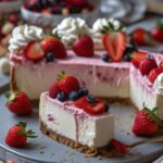 Classic New York Style Cheesecake with Fresh Strawberry Topping