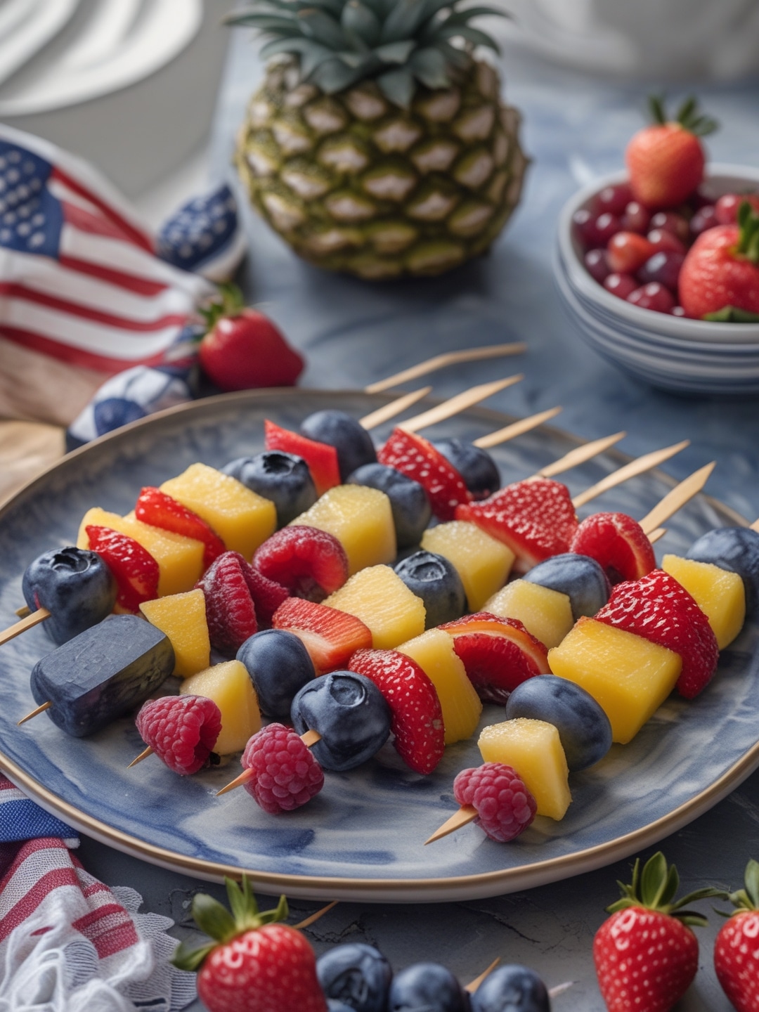 Patriotic Labor Day Fruit Kabobs