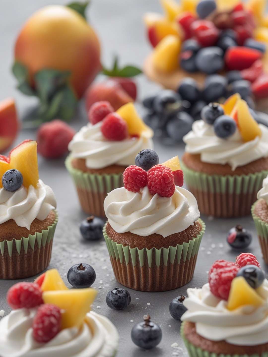 Labor Day Cupcakes with Summer Fruit Toppings
