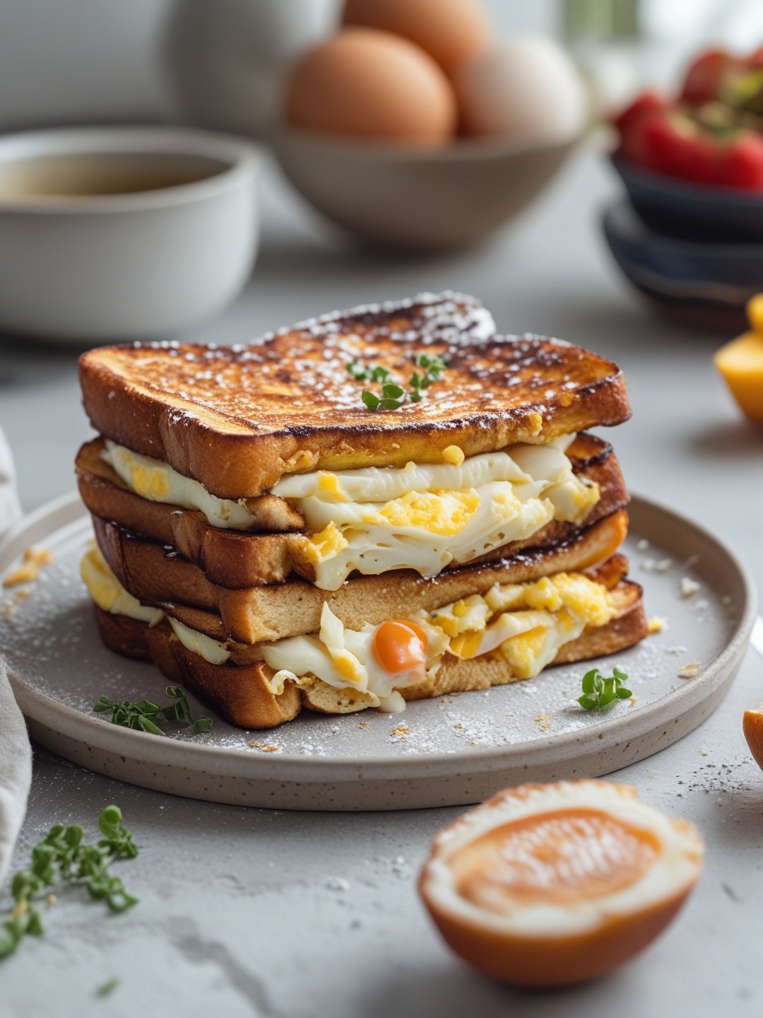 Egg and Cheese Stuffed French Toast 1 Egg and Cheese Stuffed French Toast