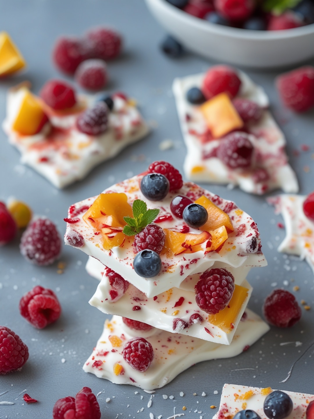 Frozen Yogurt Bark with Summer Fruits 1 Frozen Yogurt Bark with Summer Fruits