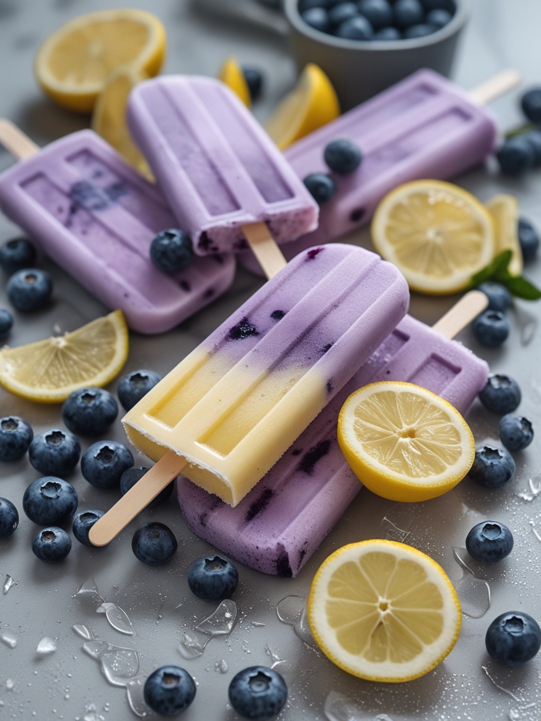 Blueberry Lemonade Sorbet Popsicles 1 Blueberry Lemonade Sorbet Popsicles