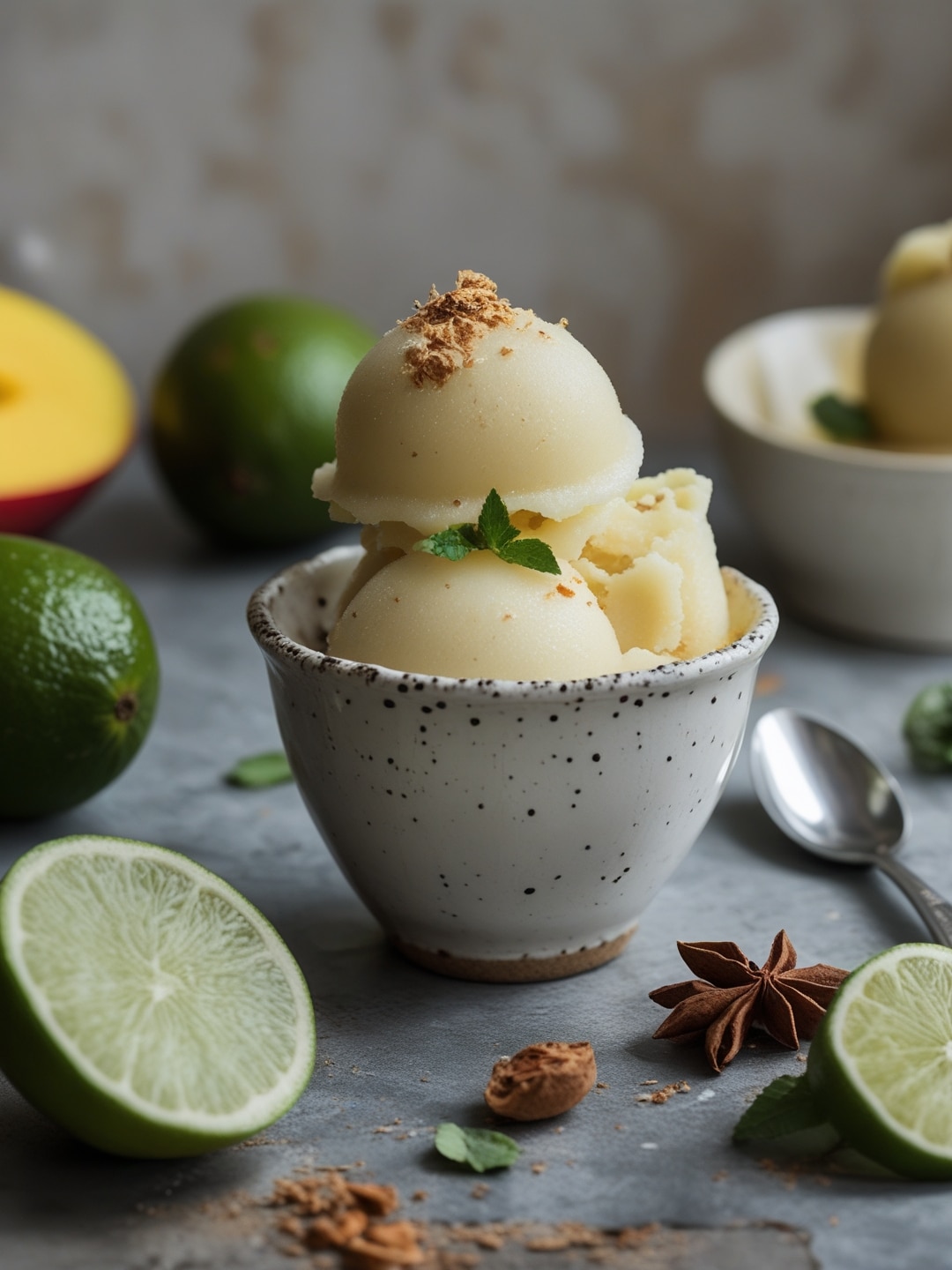 Mango Lassi Sorbet with a Twist of Lime 1 Mango Lassi Sorbet with a Twist of Lime