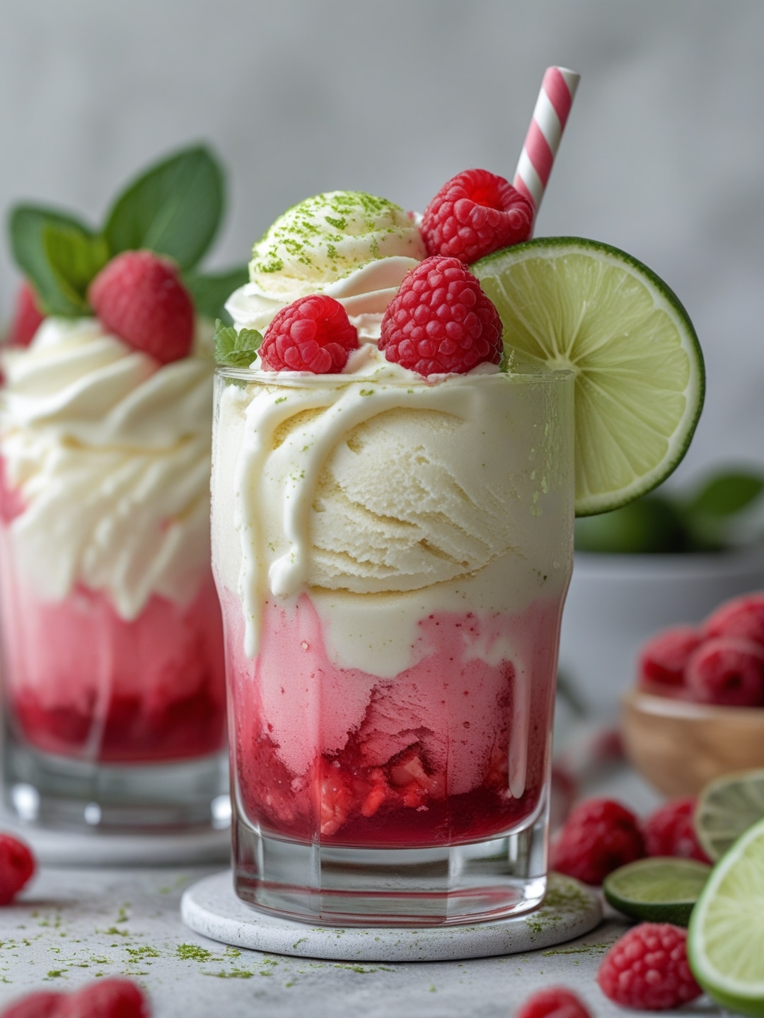 Raspberry Lime Sorbet Ice Cream Floats 1 Raspberry Lime Sorbet Ice Cream Floats