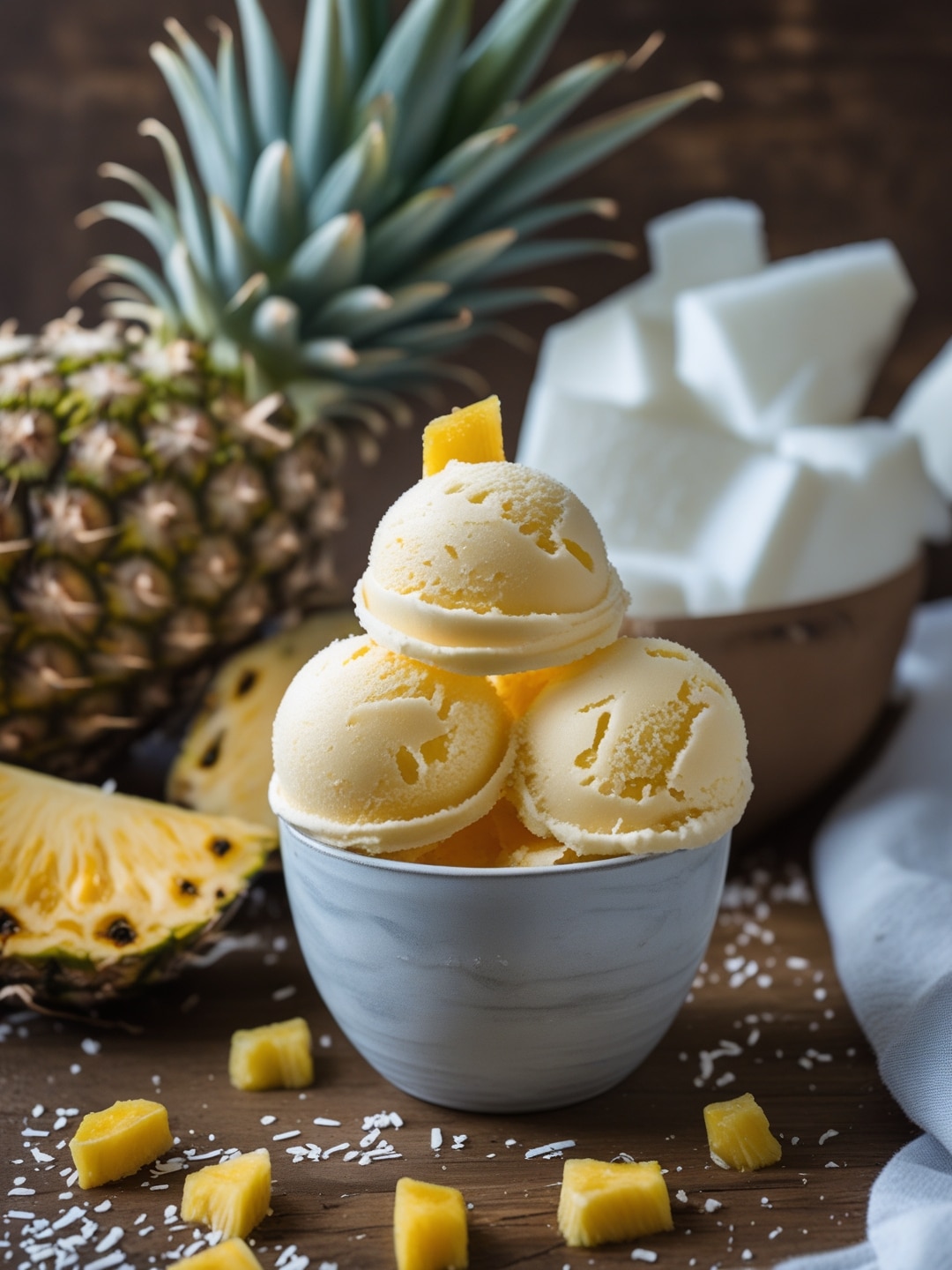 Tropical Pineapple Coconut Sorbet 1 Tropical Pineapple Coconut Sorbet