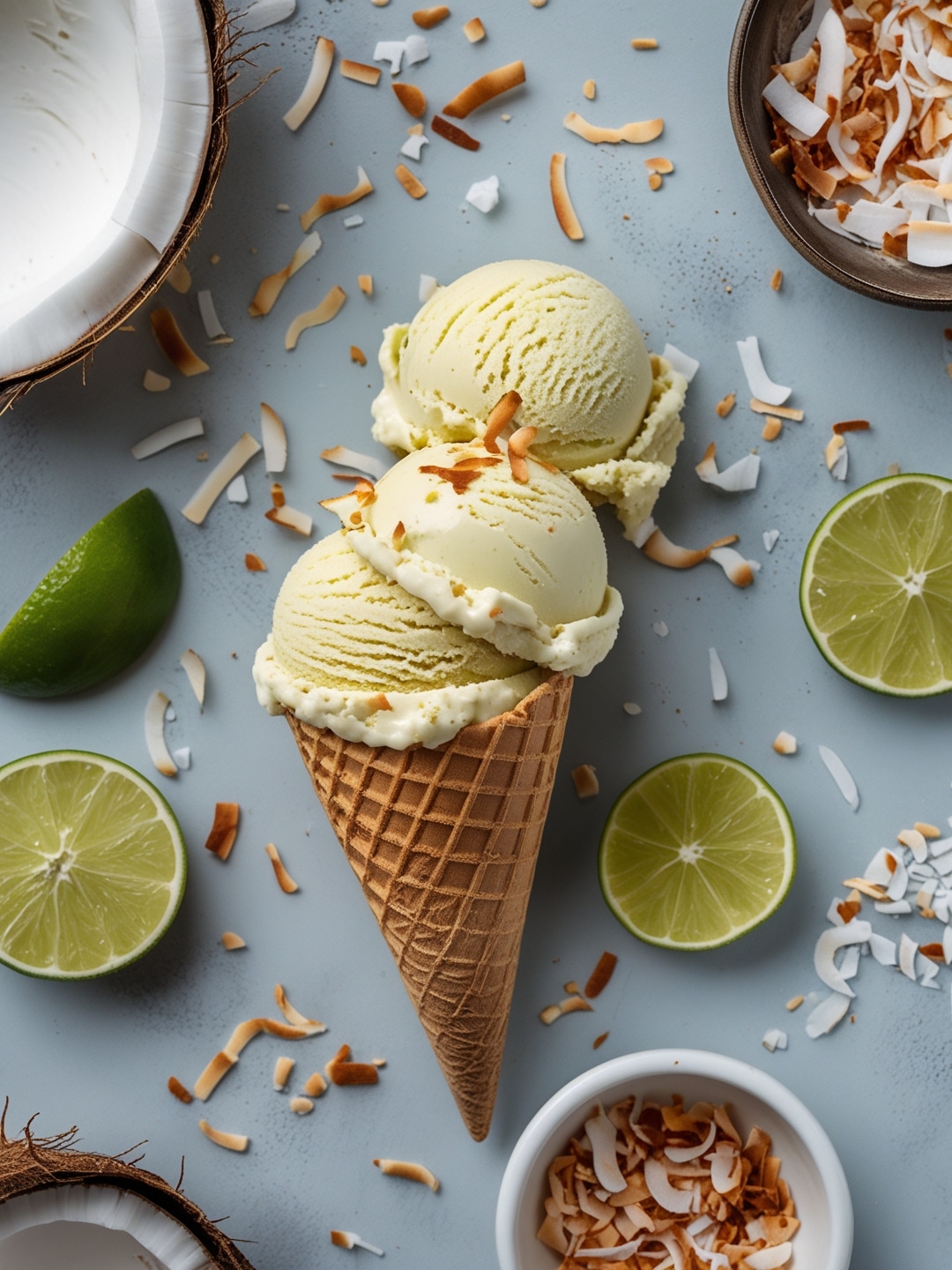Coconut Lime Ice Cream with Toasted Coconut