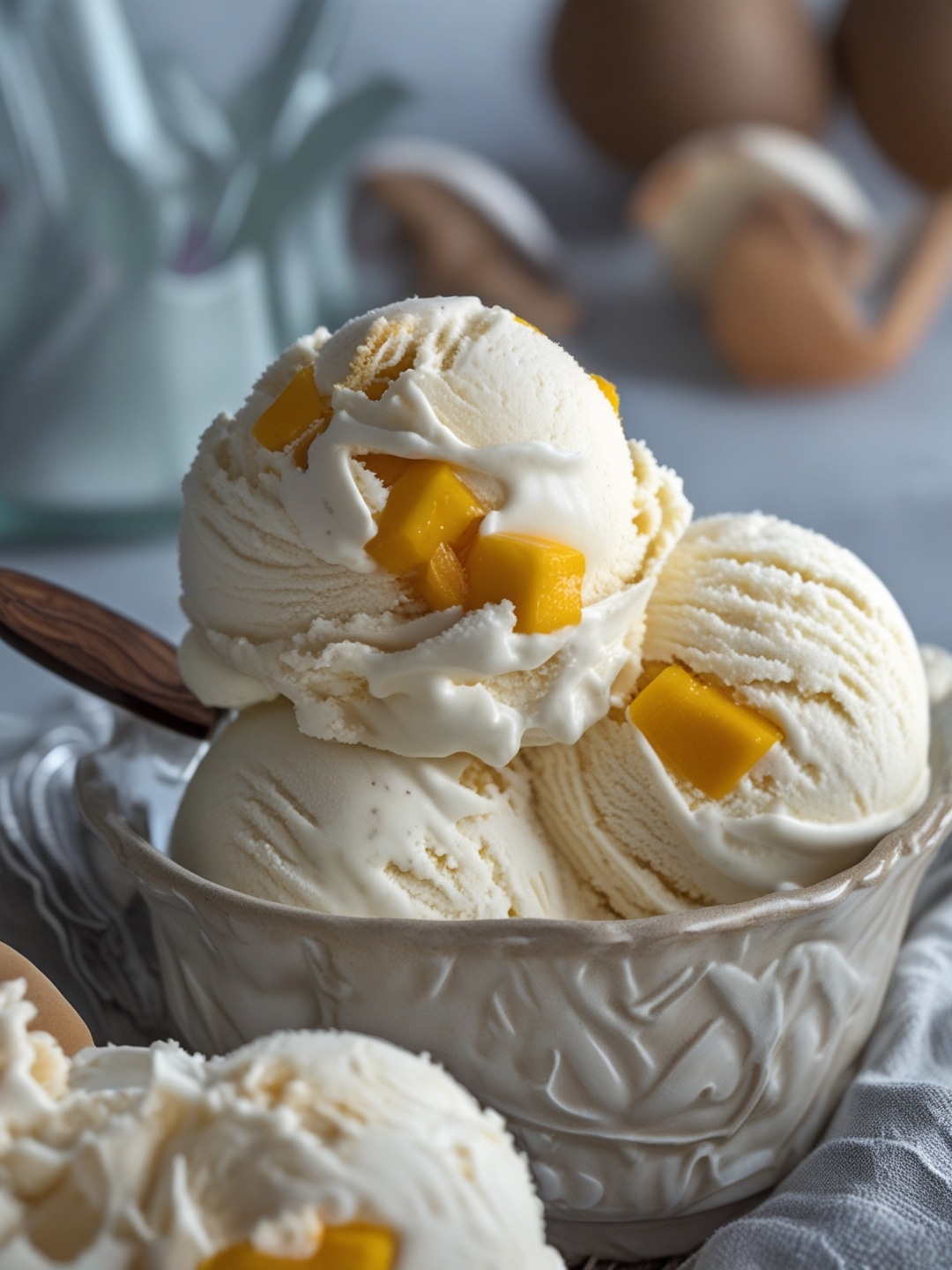 Coconut Milk Ice Cream with Mango Swirl