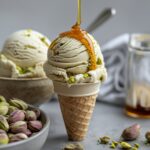 Pistachio Ice Cream with Honey Drizzle