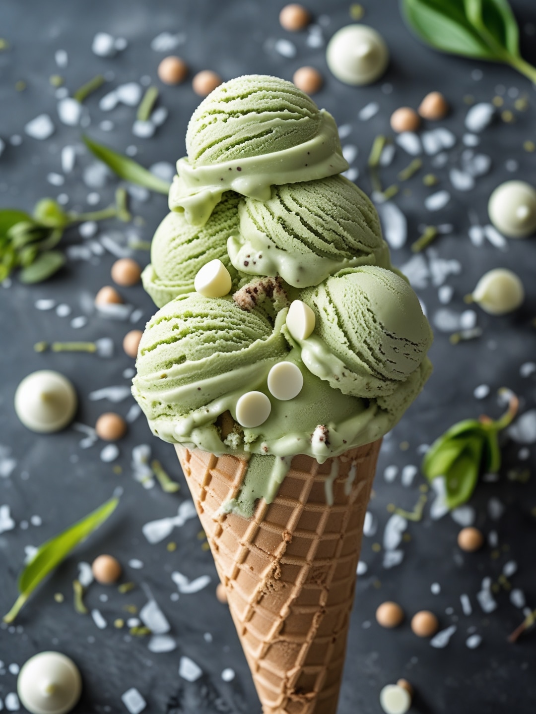 Matcha Green Tea Ice Cream with White Chocolate Chips 1 Matcha Green Tea Ice Cream with White Chocolate Chips