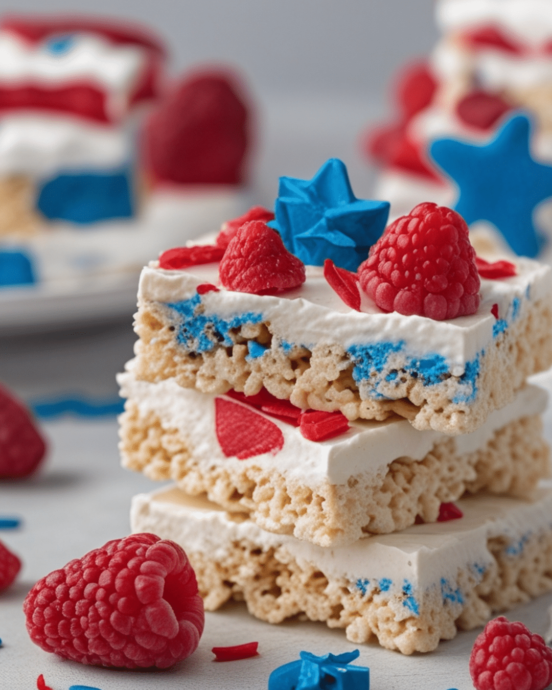 Gorgeous Red, White & Blue Rice Krispie Treats