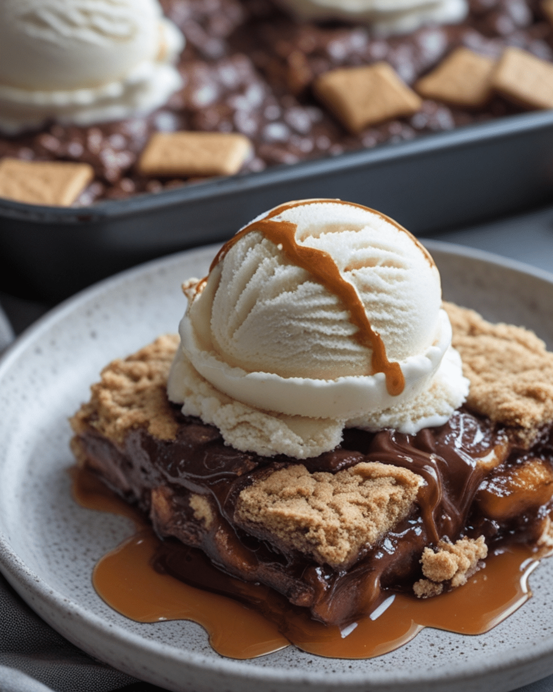 S'mores Cobbler with Ice Cream