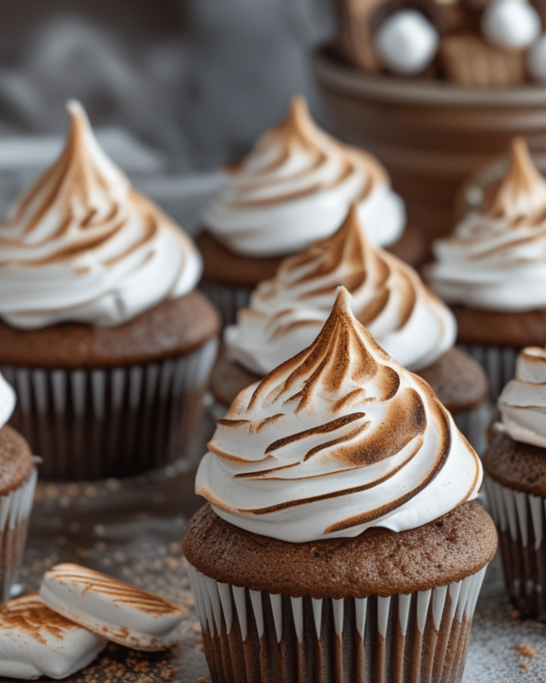 S'mores Cupcakes with Toasted Meringue