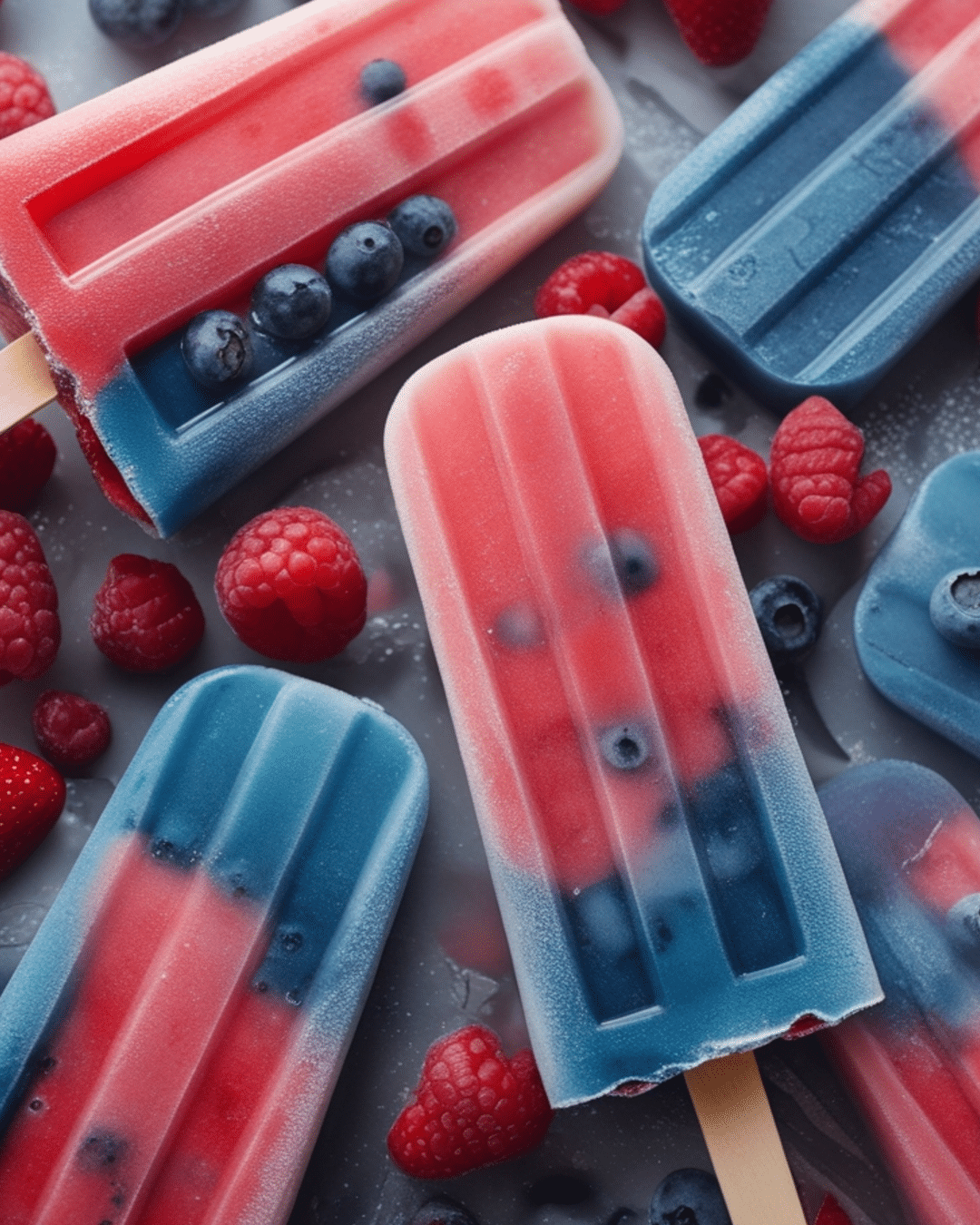 Red, White, and Blue Fruit Popsicles