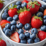 Patriotic Fruit Salad with Blueberries and Strawberries