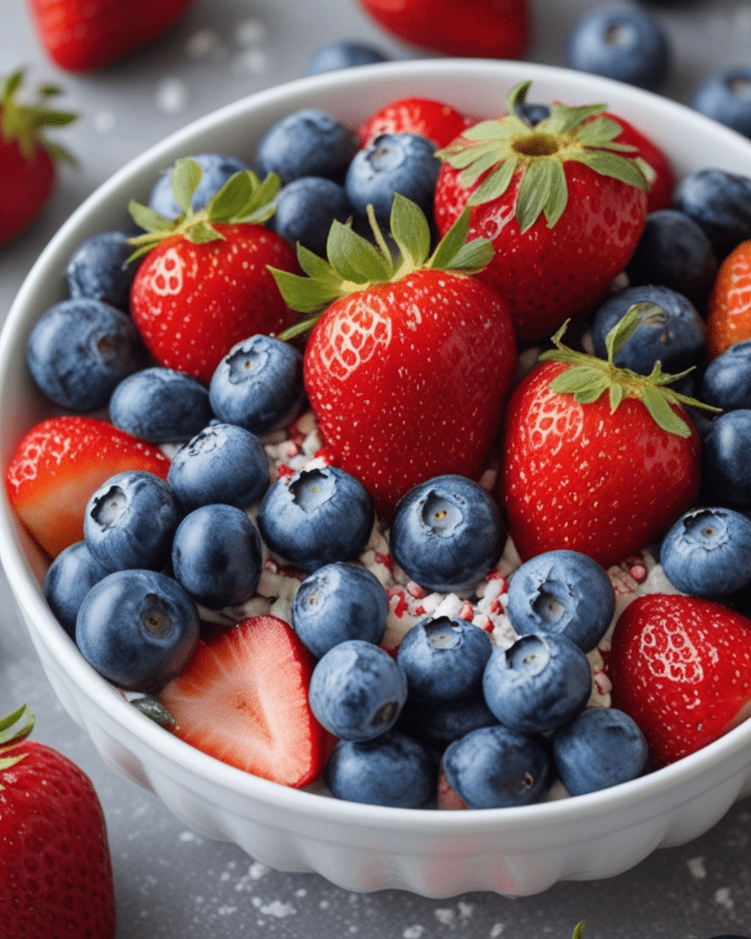 Patriotic Fruit Salad with Blueberries and Strawberries