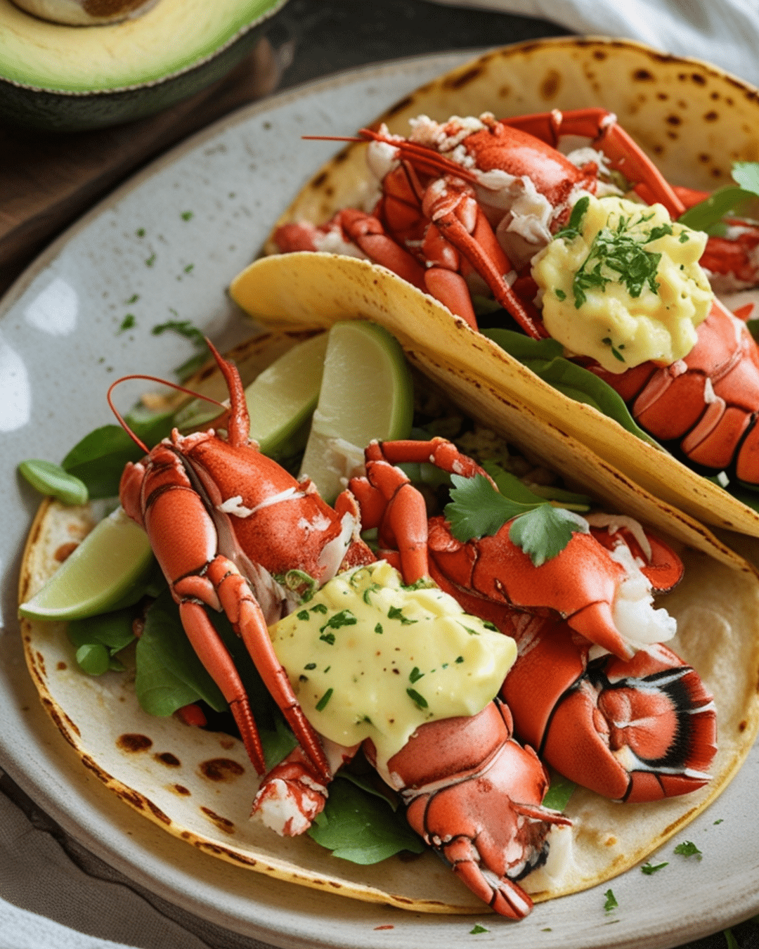 Lobster Tacos with Garlic Butter and Avocado 1 Lobster Tacos with Garlic Butter and Avocado