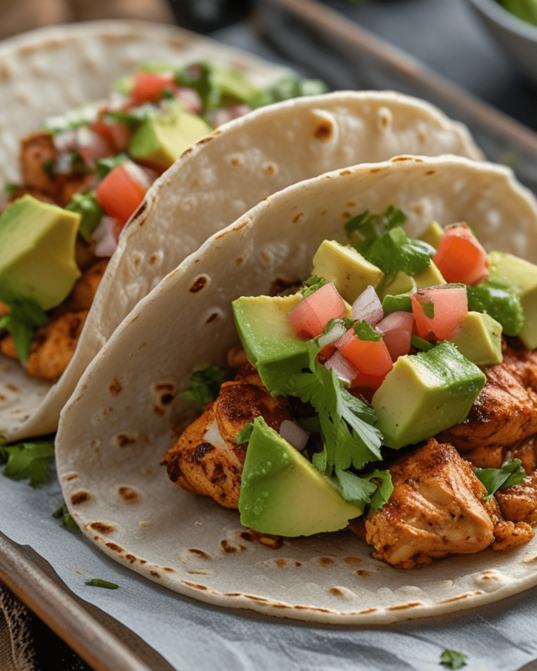 Chipotle Chicken Tacos with Avocado Salsa 1 Chipotle Chicken Tacos with Avocado Salsa