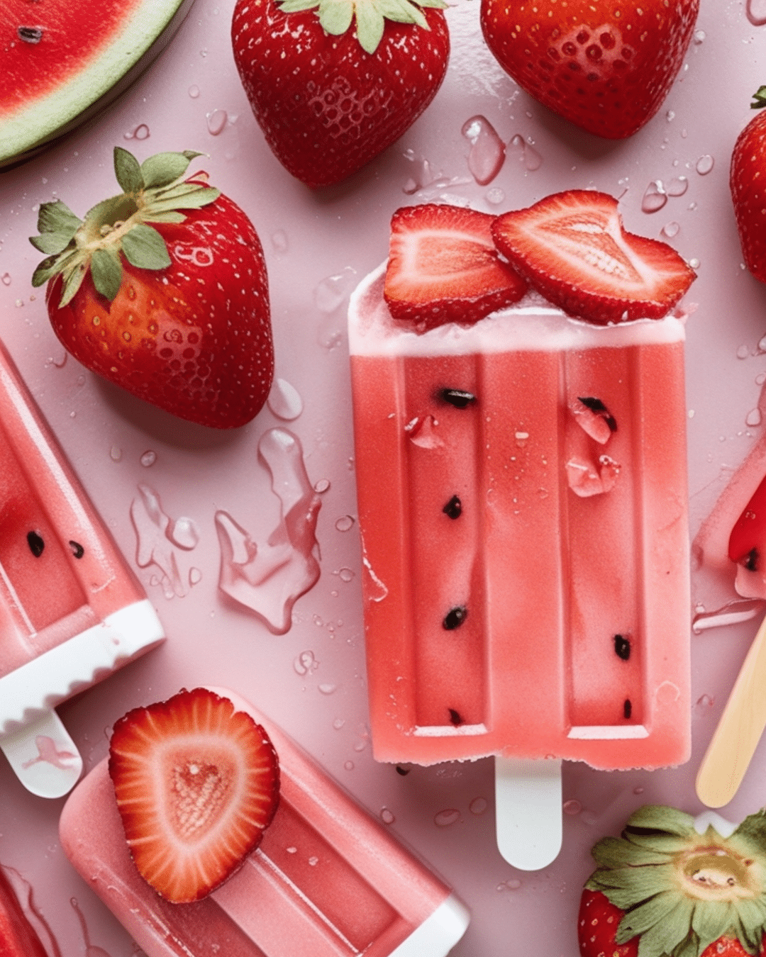 Watermelon Strawberry Fusion Pops for Summer