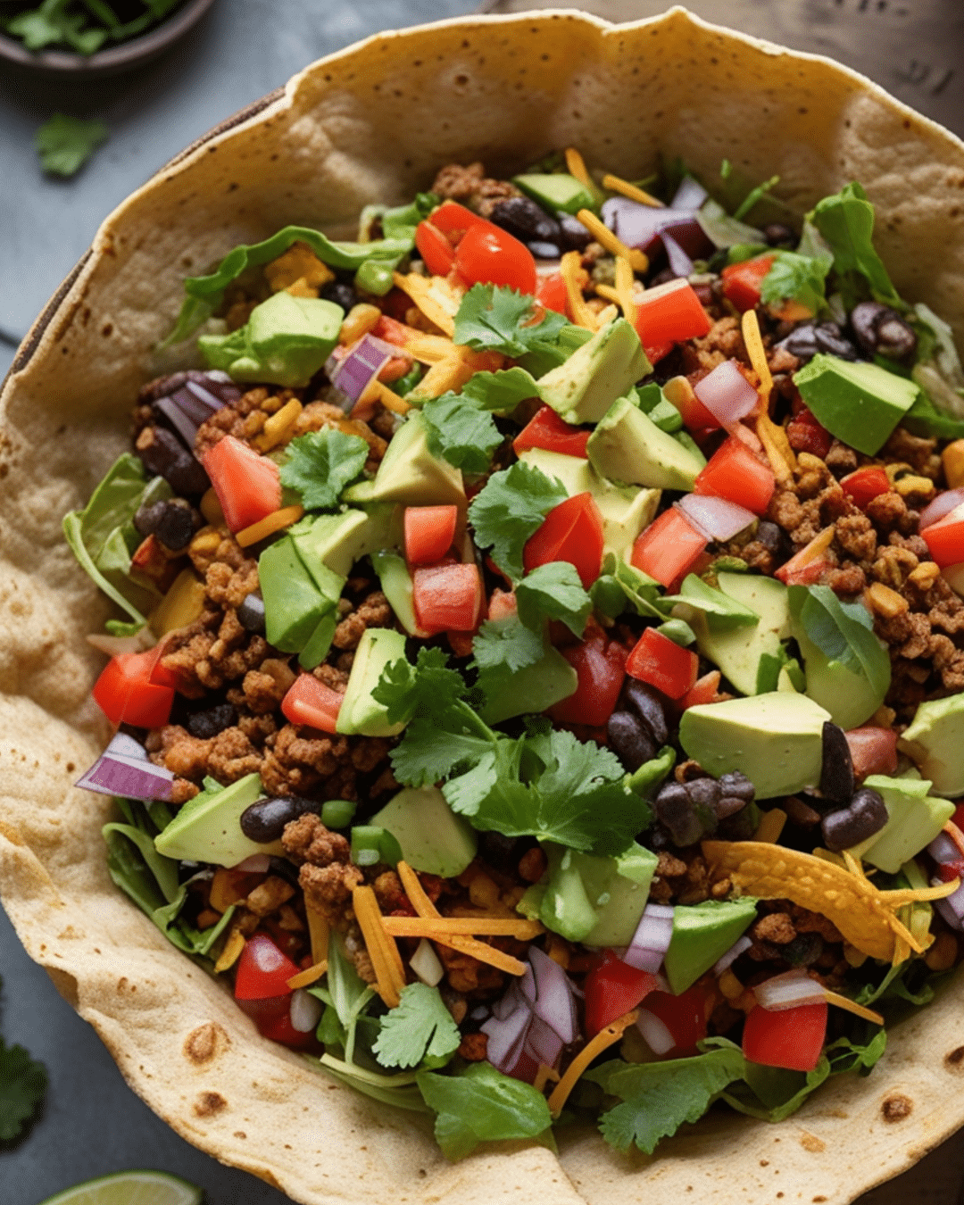 Taco Salad in a Tortilla Bowl
