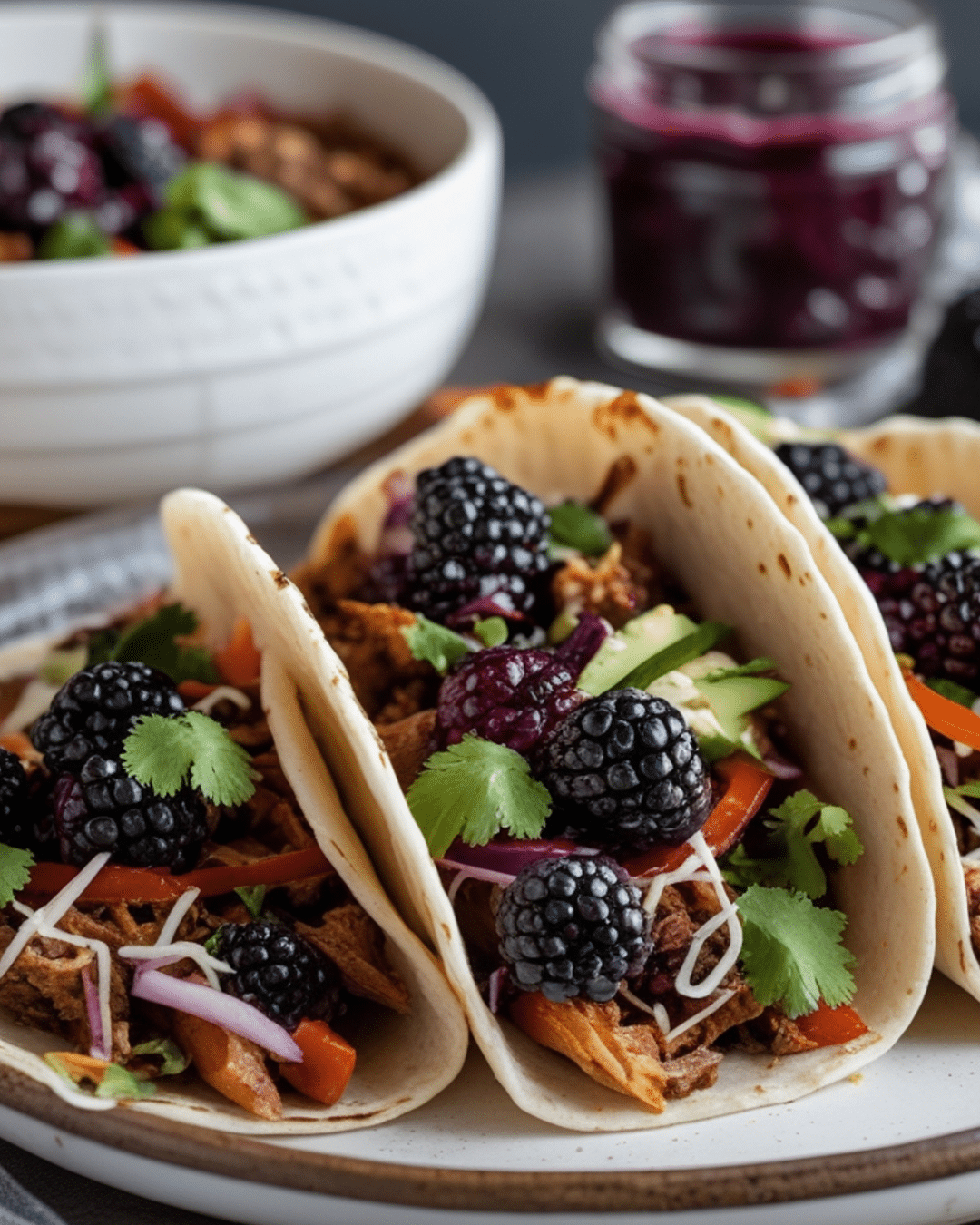 Tacos with Blackberry Chipotle Sauce