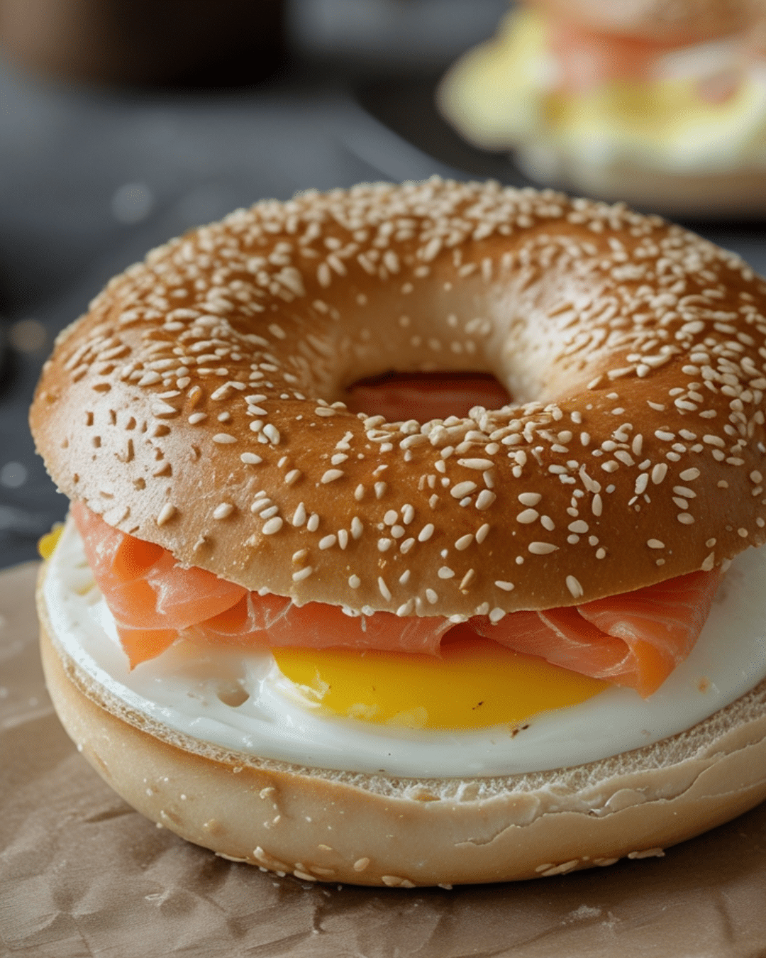 Smoked Salmon and Egg Breakfast Bagel