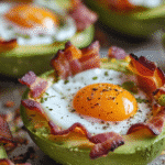 Baked Avocado and Egg Boats with Bacon