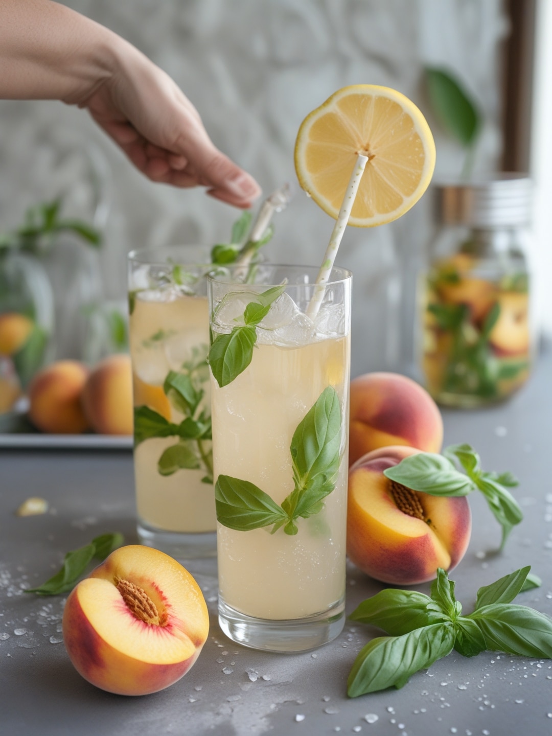 Peach Basil Lemonade: Garden Fresh Delight
