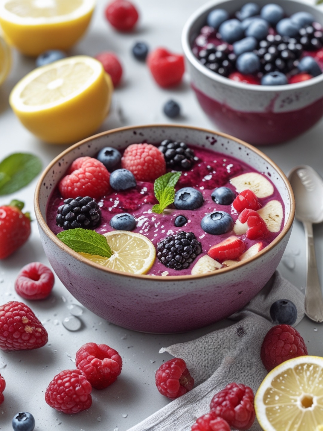 Lemonade and Berry Smoothie Bowls