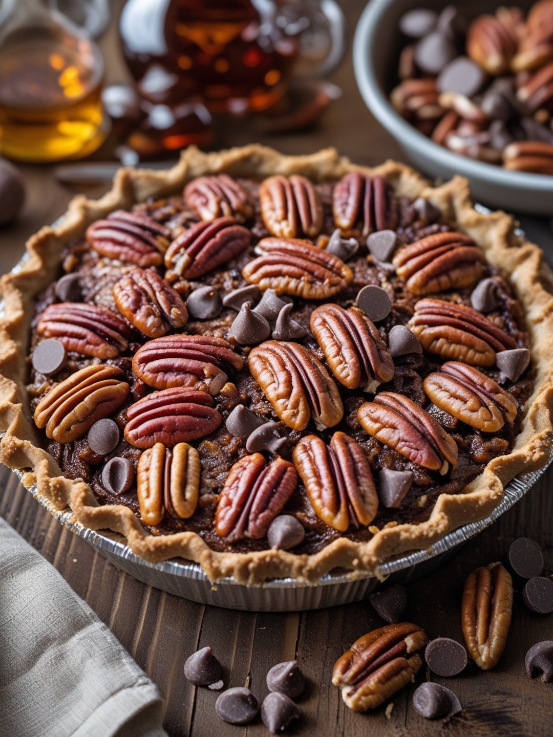 Bourbon Pecan Pie with Chocolate Chips 1 Bourbon Pecan Pie with Chocolate Chips