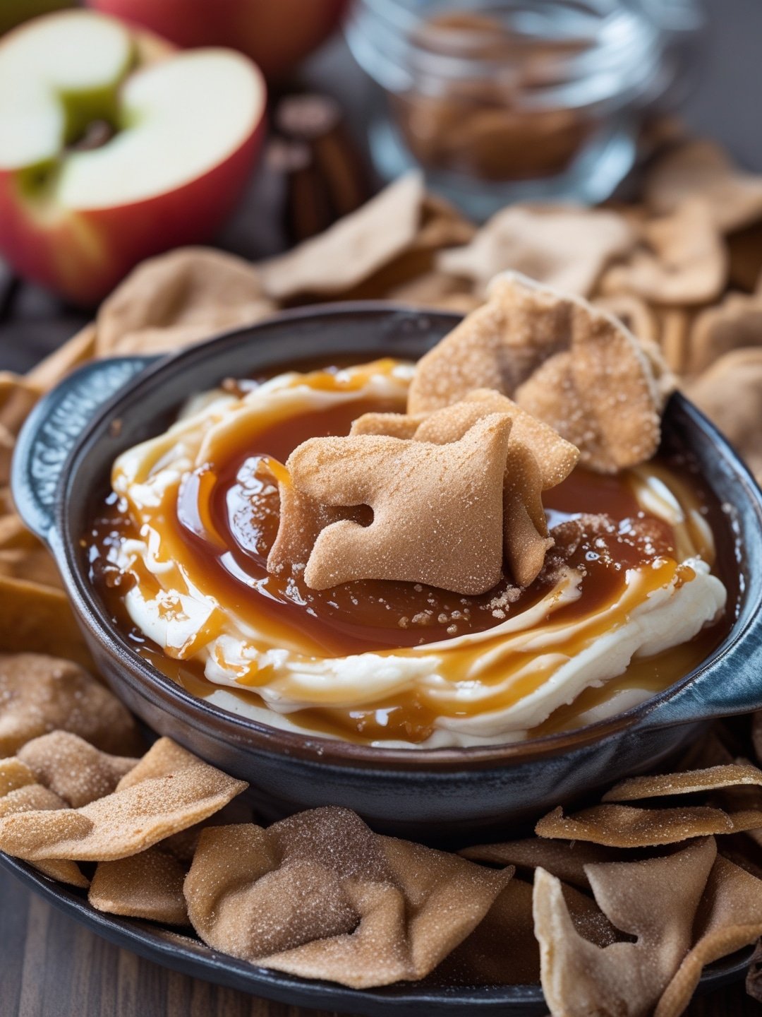 Caramel Apple Dip with Cinnamon Sugar Chips