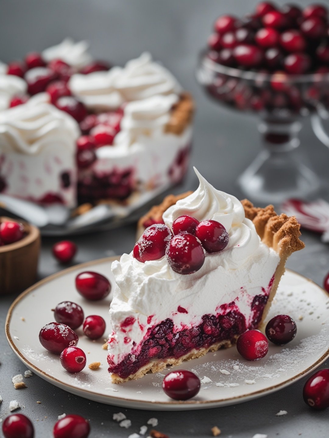 Cranberry Chiffon Pie with Whipped Topping 1 Cranberry Chiffon Pie with Whipped Topping