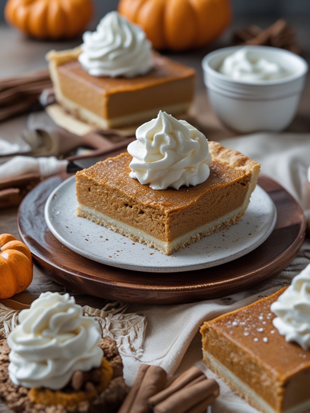 Pumpkin Spice Pie Bars with Whipped Cream 1 Pumpkin Spice Pie Bars with Whipped Cream