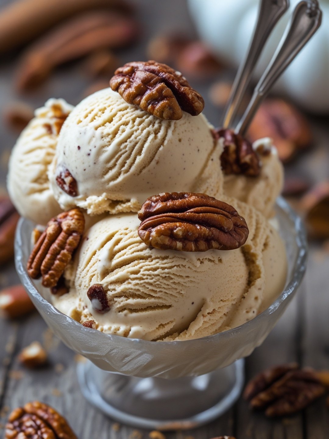 Pumpkin Spice Ice Cream with Candied Pecans