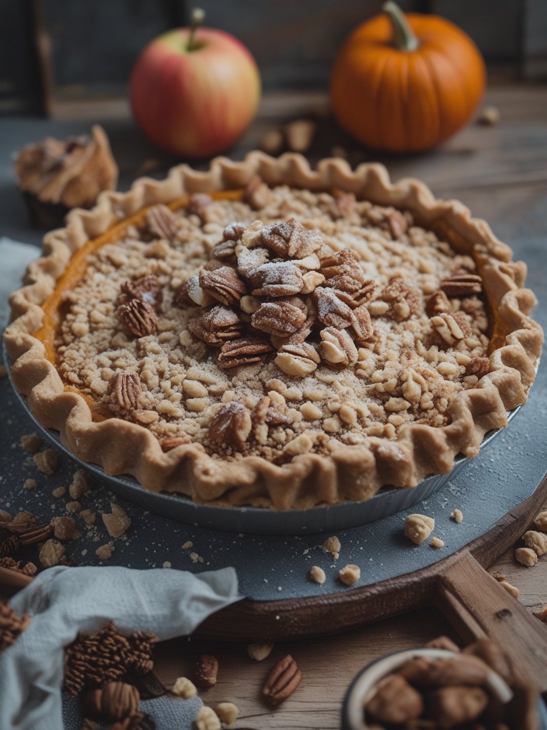 Pumpkin and Apple Crumble Pie