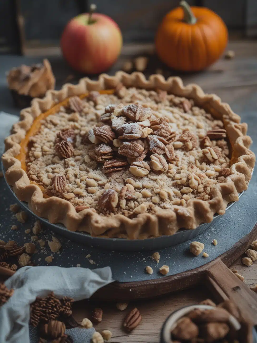 Pumpkin and Apple Crumble Pie