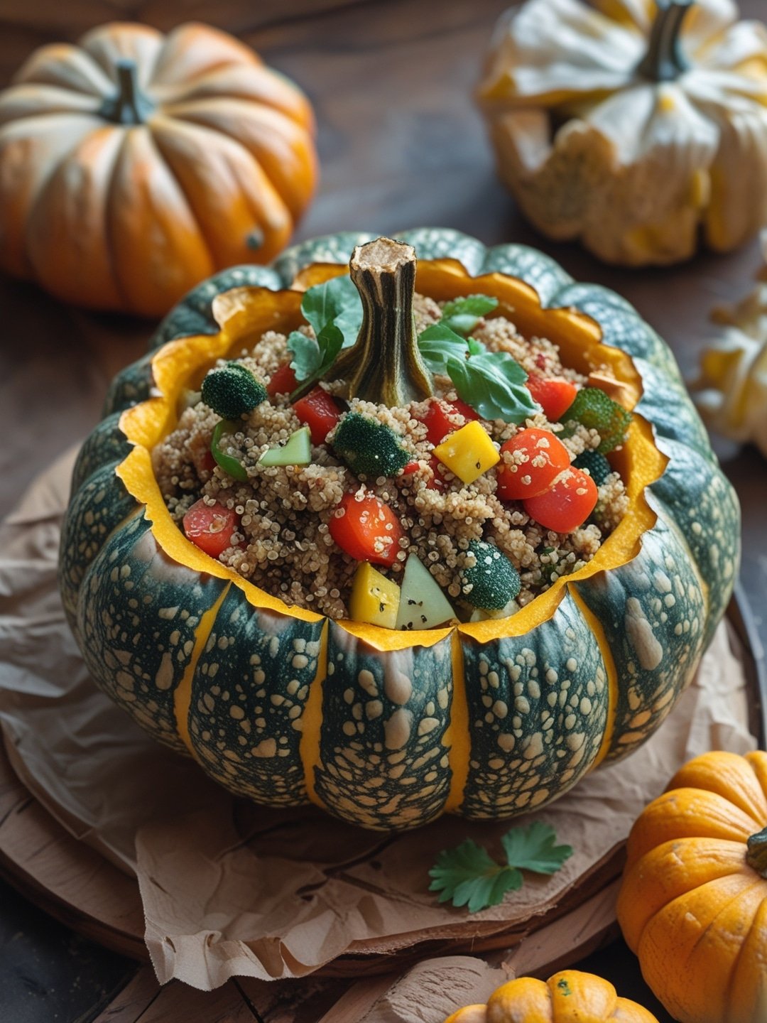 Stuffed Pumpkin with Quinoa and Veggies
