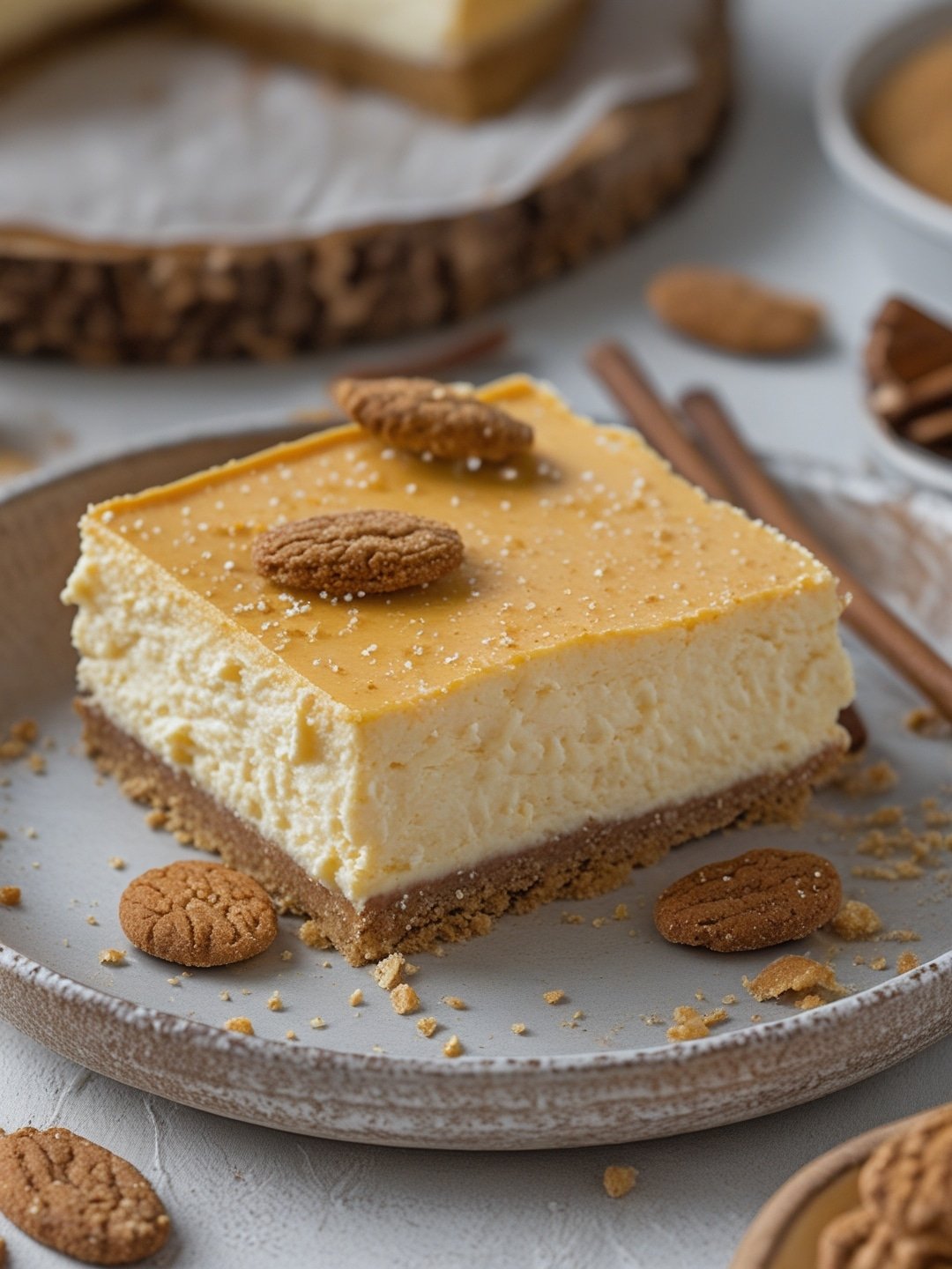 Pumpkin Cheesecake Bars with Gingersnap Crust