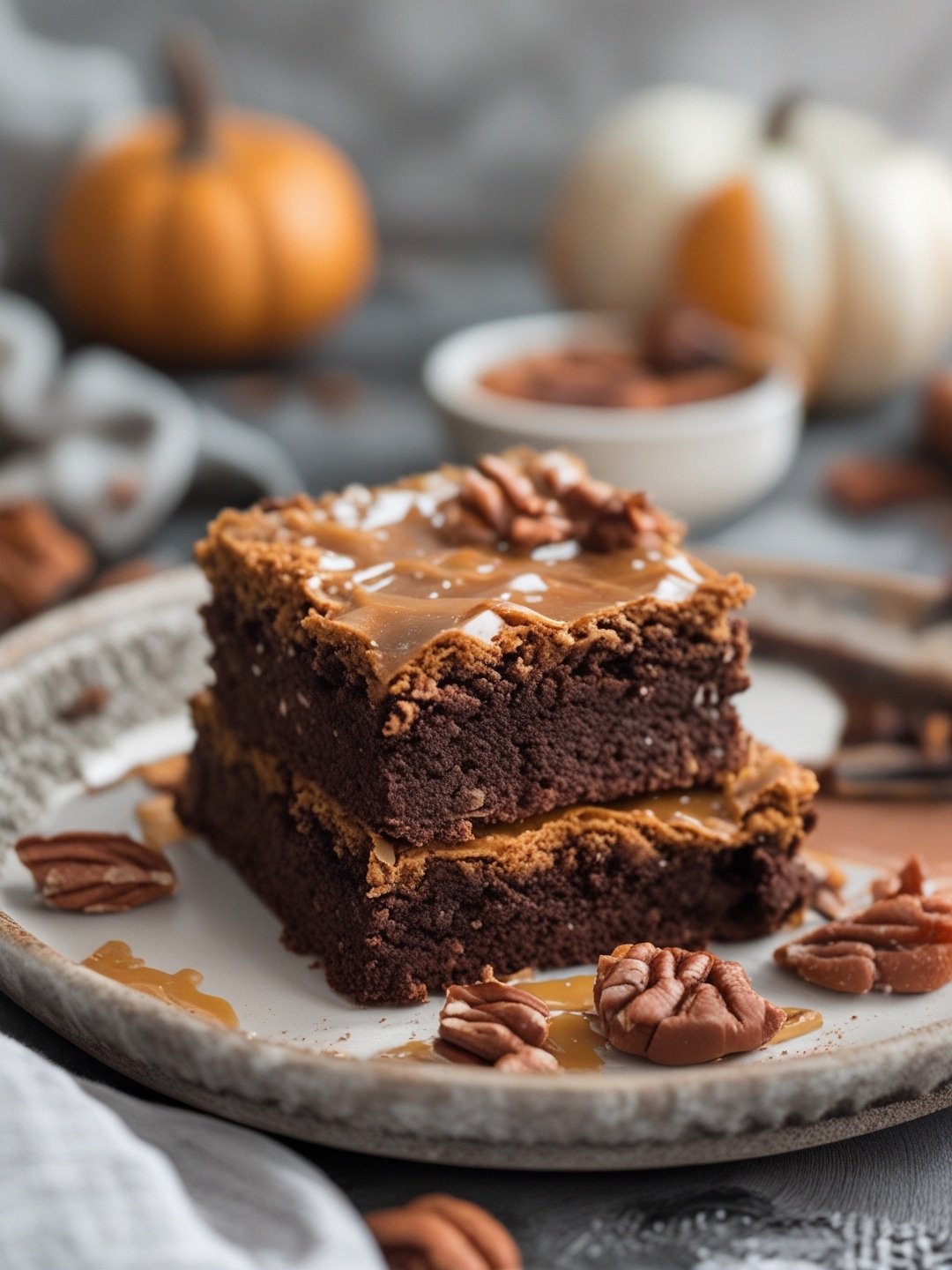 Caramel Pumpkin Brownies